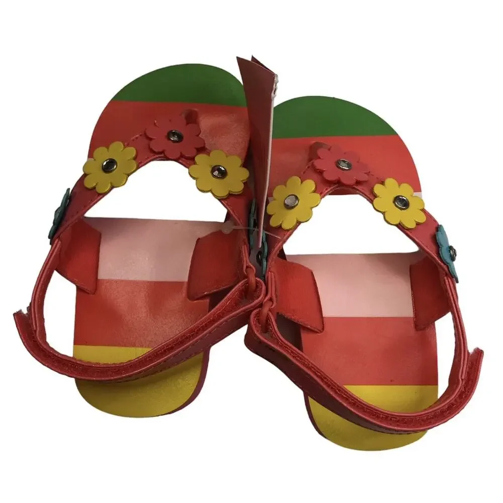 NWT Gymboree Swim Shop Size 5-6 5/6 Flower Flip Flops Sandals Girls